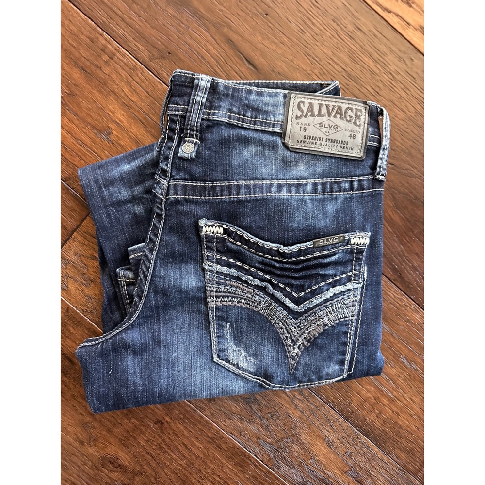 Salvage Anarchy Relaxed Straight Jeans Mens 30x30 Dark Wash Buckle SLVG 23-460